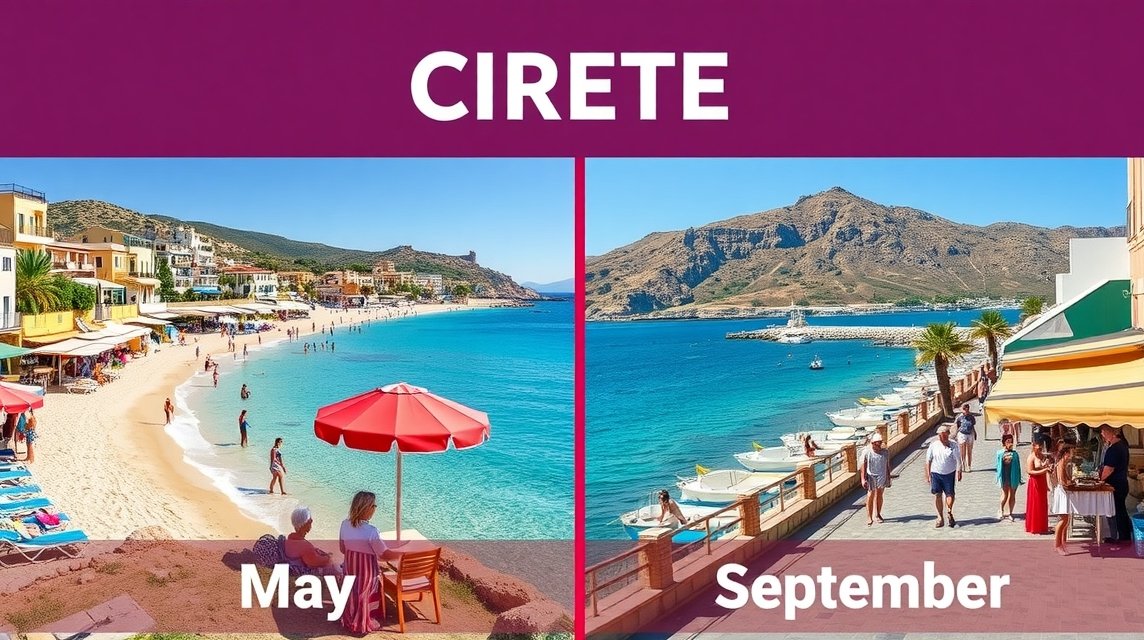 Kréta tengerparti táj a májusi és szeptemberi időszakban