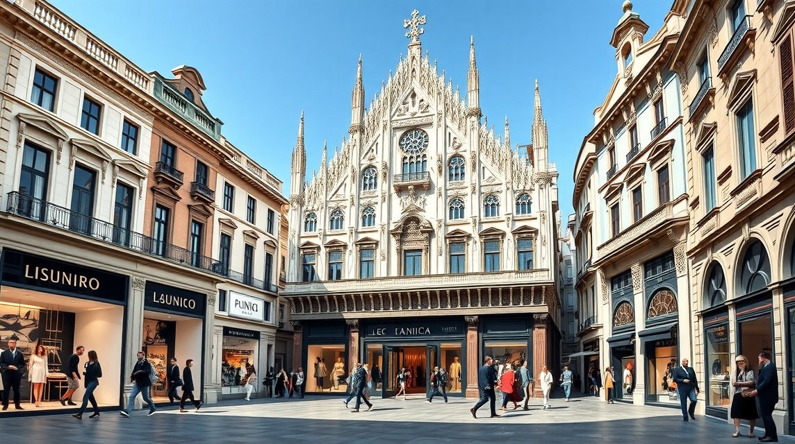 A Quadrilatero della Moda, Milánó divatnegyede, exkluzív butikokkal.