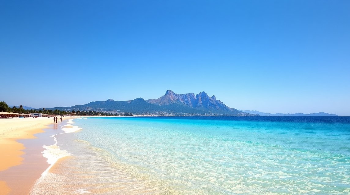 Palermo látnivalók - Mondello tengerpartja 1 Mondello tengerpartja, fehér homok és smaragd víz Palermo közelében.