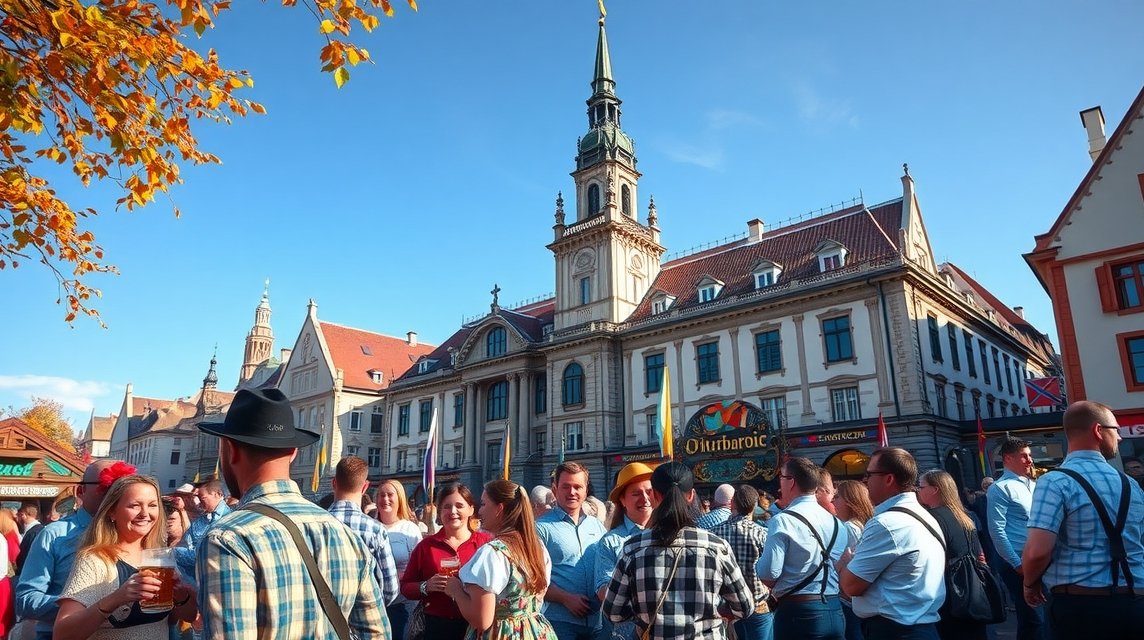 München Oktoberfest 2023: ünneplők a városban, sörrel a kezükben.