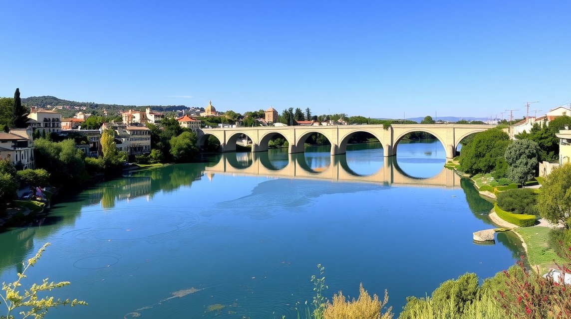 A Segura folyó és a gyönyörű hídka Murcia városában.