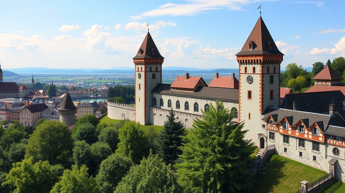 A Museggmauer városfal és tornyai Luzernben, Svájcban.