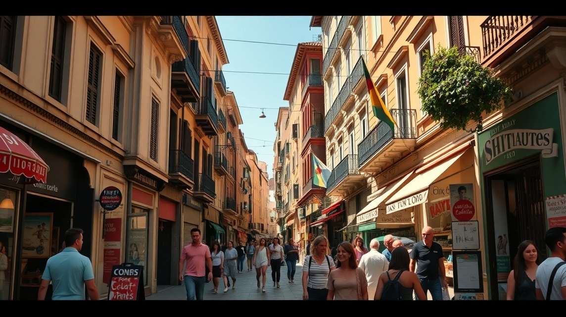 Séta a Spaccanapoli utcán Nápolyban, tele életre kelő boltokkal és emberekkel.