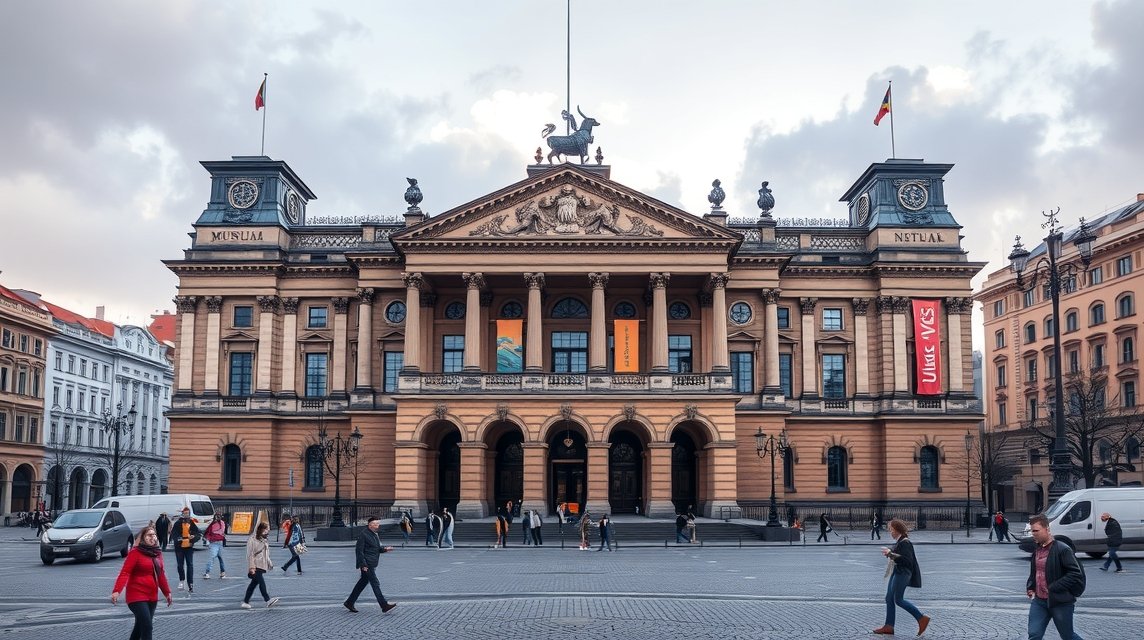 Prágai Nemzeti Múzeum a Vencel téren, lenyűgöző neoreneszánsz épület.