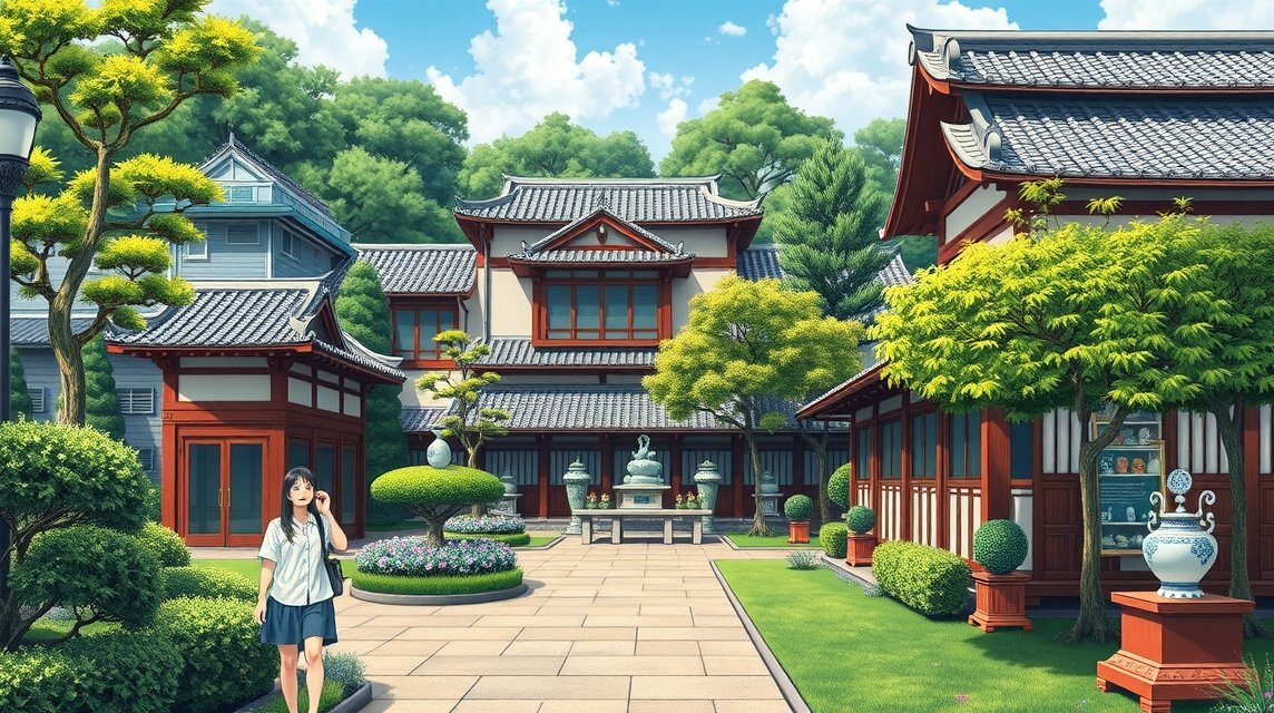 Noritake Kert és porcelánmúzeum Nagoja, Japán gyönyörű tája.