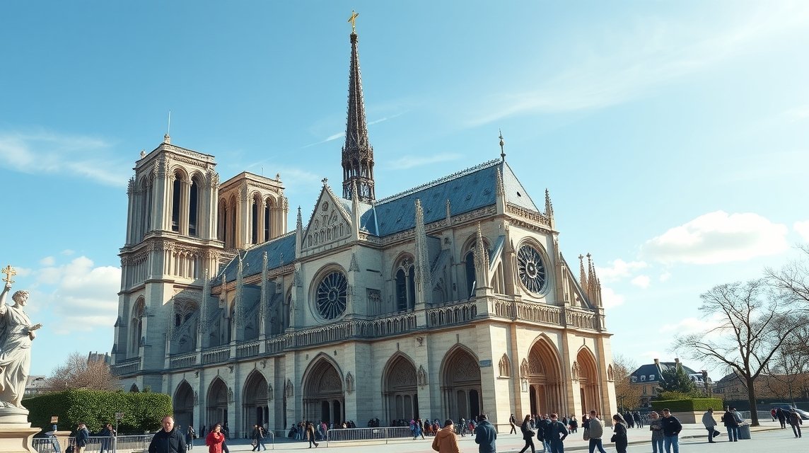 A Notre Dame katedrális Párizsban, gótikus építészeti stílusban