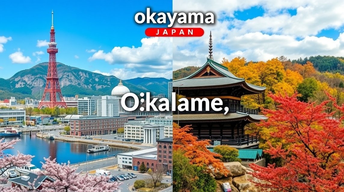 Tavaszi és őszi táj Okayamában, Japánban