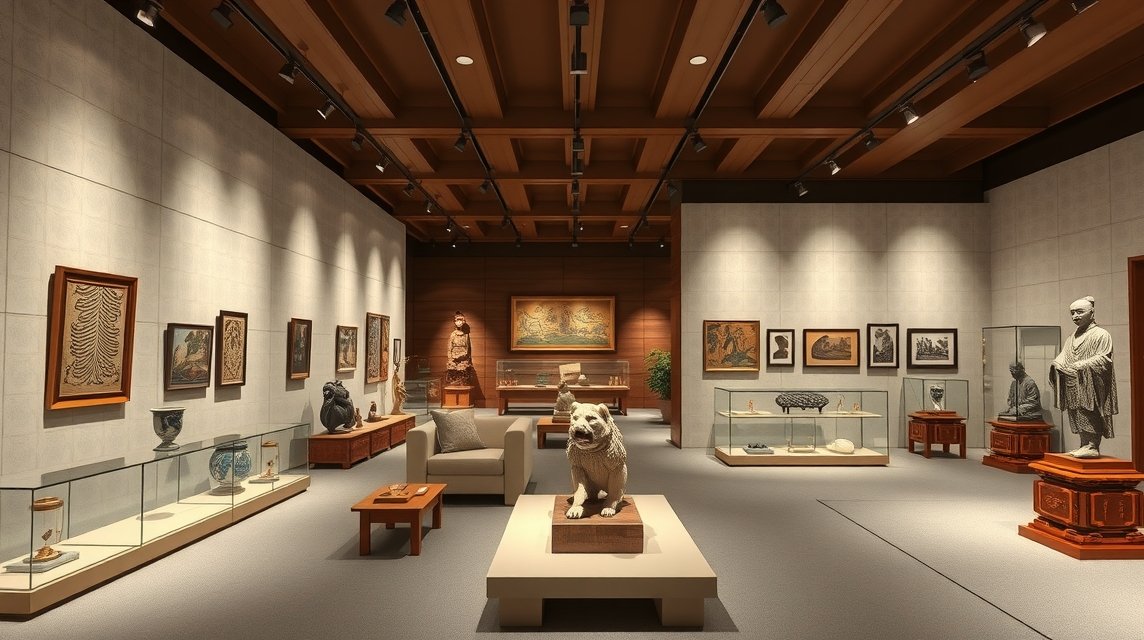 Az Orient Múzeum belső tere gazdag ázsiai művészetgyűjteménnyel.