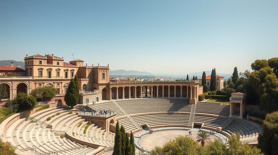 Ókori római színház a Fourvière-dombon Lyonban, Franciaországban.
