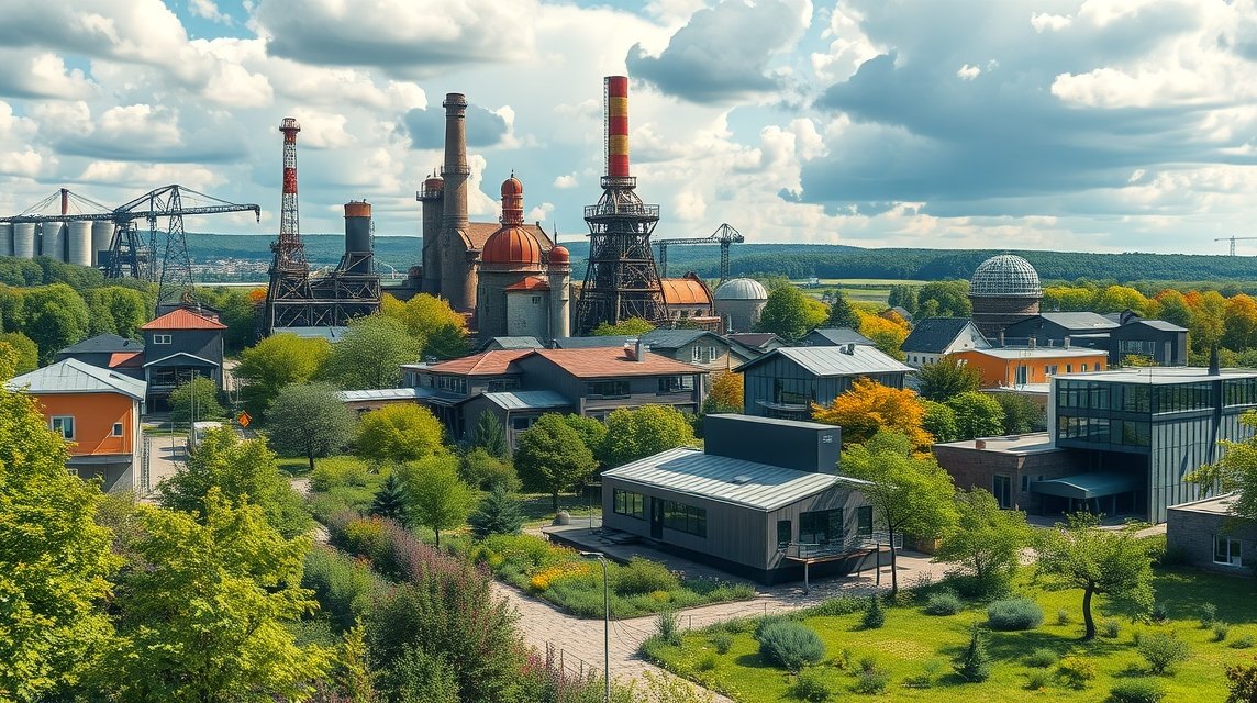 Ostrava átalakulás - Az acélvárostól a zöld oázisig 1 Ostrava ipari területe átalakulás előtt és után, zöld oázis.