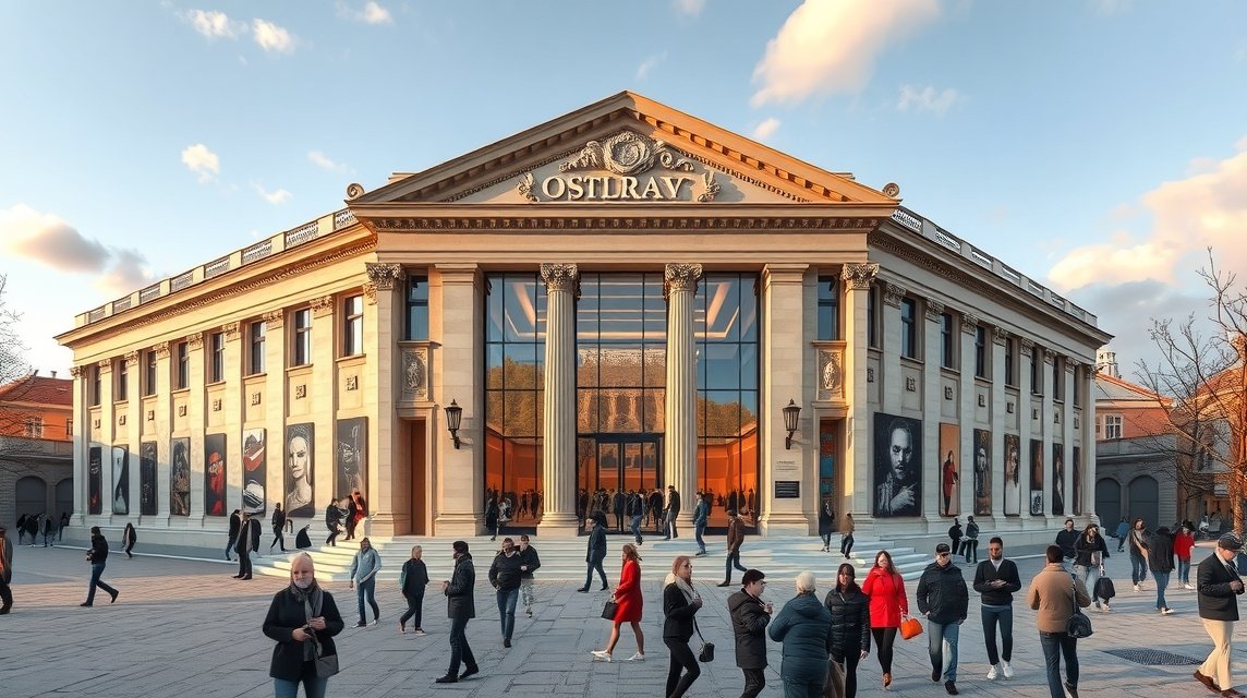 A Szépművészeti Galéria épülete Ostravában modern designnal.