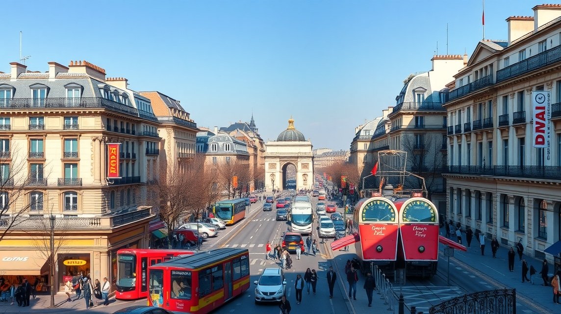 Champs-Élysées sugárút látképe a Diadalívről Párizsban.