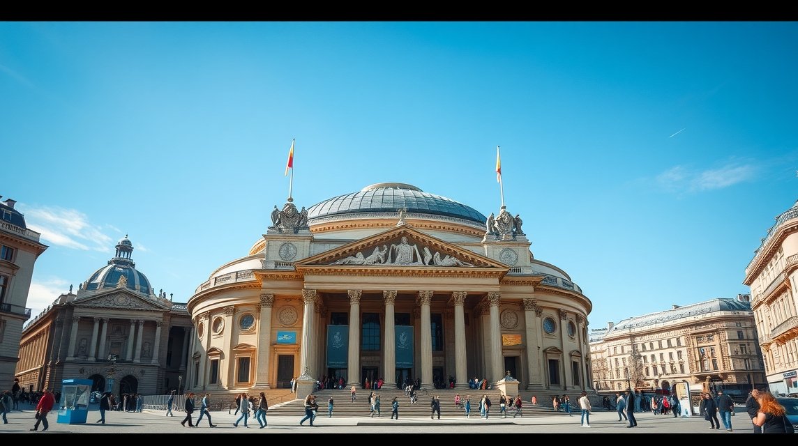 A Párizsi Opera neobarokk épülete napfényben állva