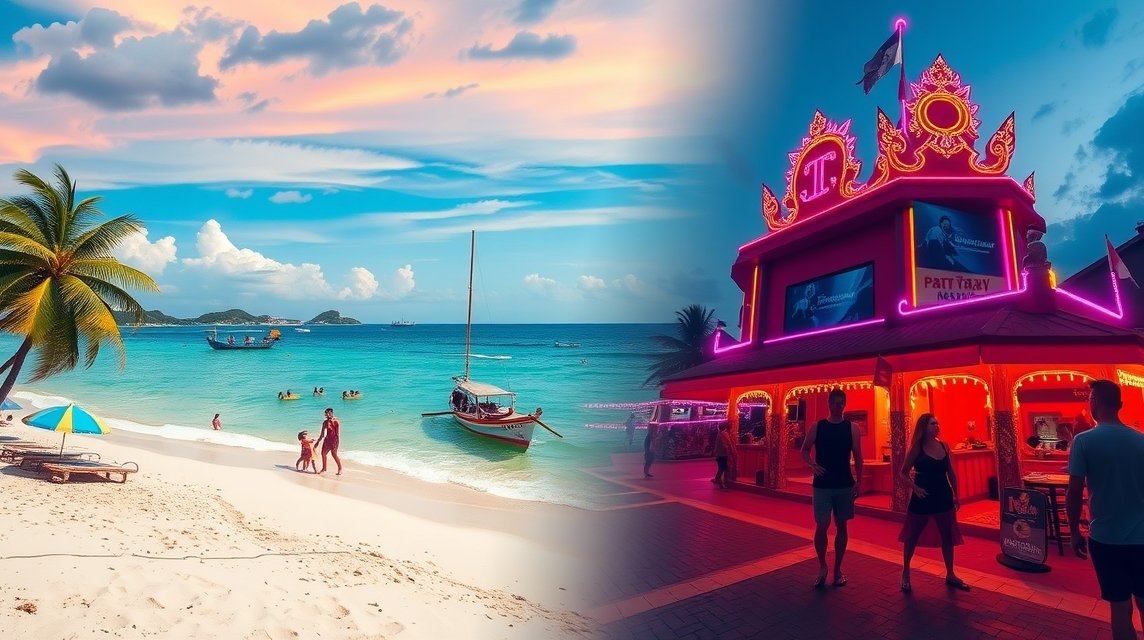 Családi nyaralás és buliturizmus Pattayán, a tengerparton és az éjszakai élet világában.