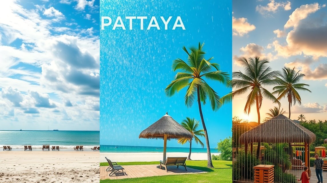 Pattaya időjárása – mikor a legjobb utazni? 1 Pattaya tengerpart és trópusi táj különböző időjárásban.