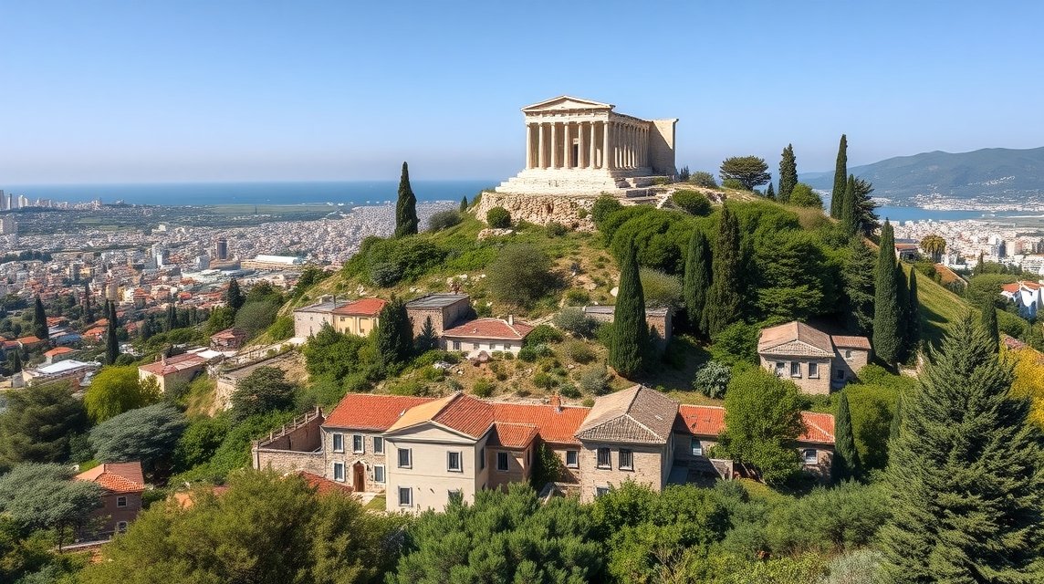 Philopappos-domb és emlékmű Athénban, gyönyörű kilátással