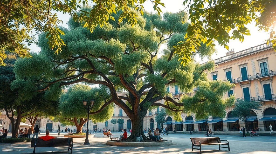 Óriás fikuszfa a Piazza Marinában, Palermo szívében.