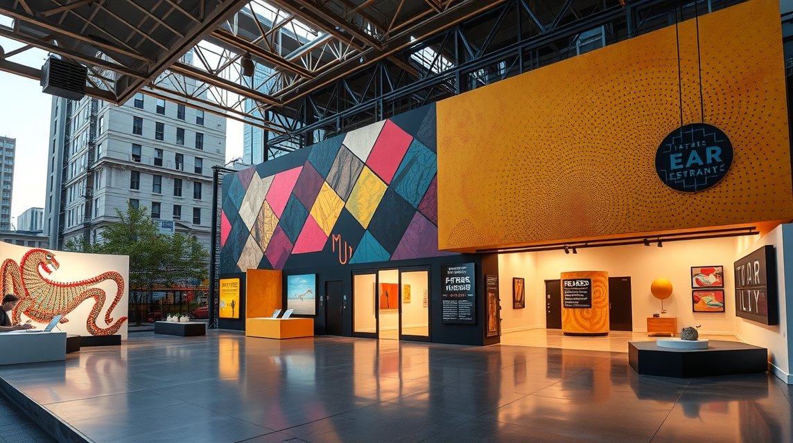 A Mattress Factory belső tere, kortárs művészet kiállítással Pittsburghben.