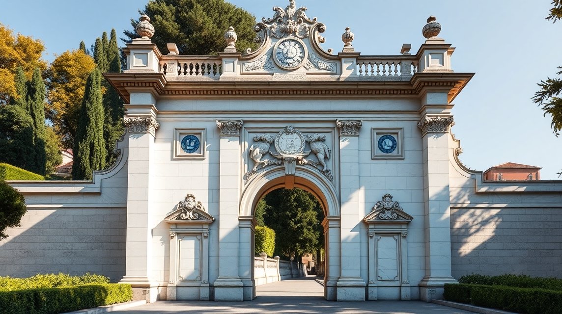 A Porta San Giacomo fehér márványkapu Bergamóban