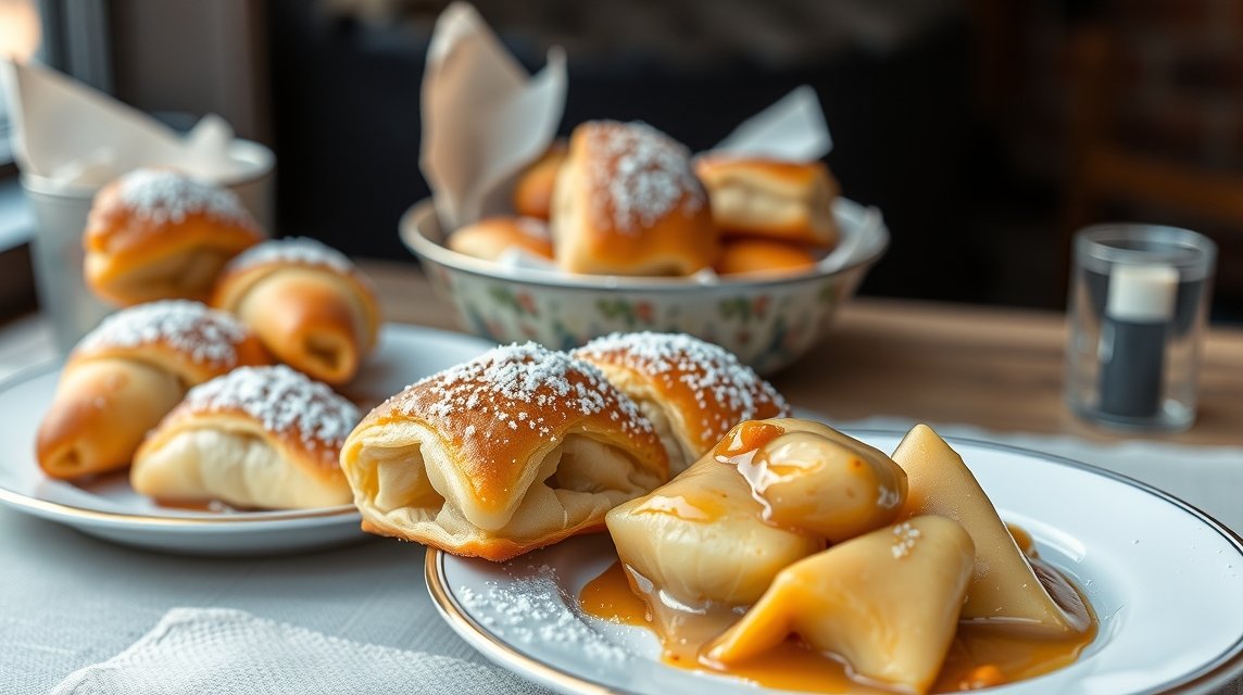 Hagyományos pozsonyi kifli és sztrapacska tálalva