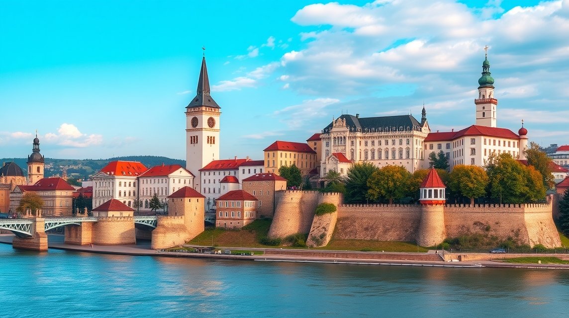 A Pozsonyi Vár és a Duna panorámája