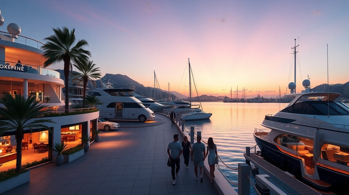 Séta a Puerto Banús luxuskikötőjében Marbella sunset jachtokkal