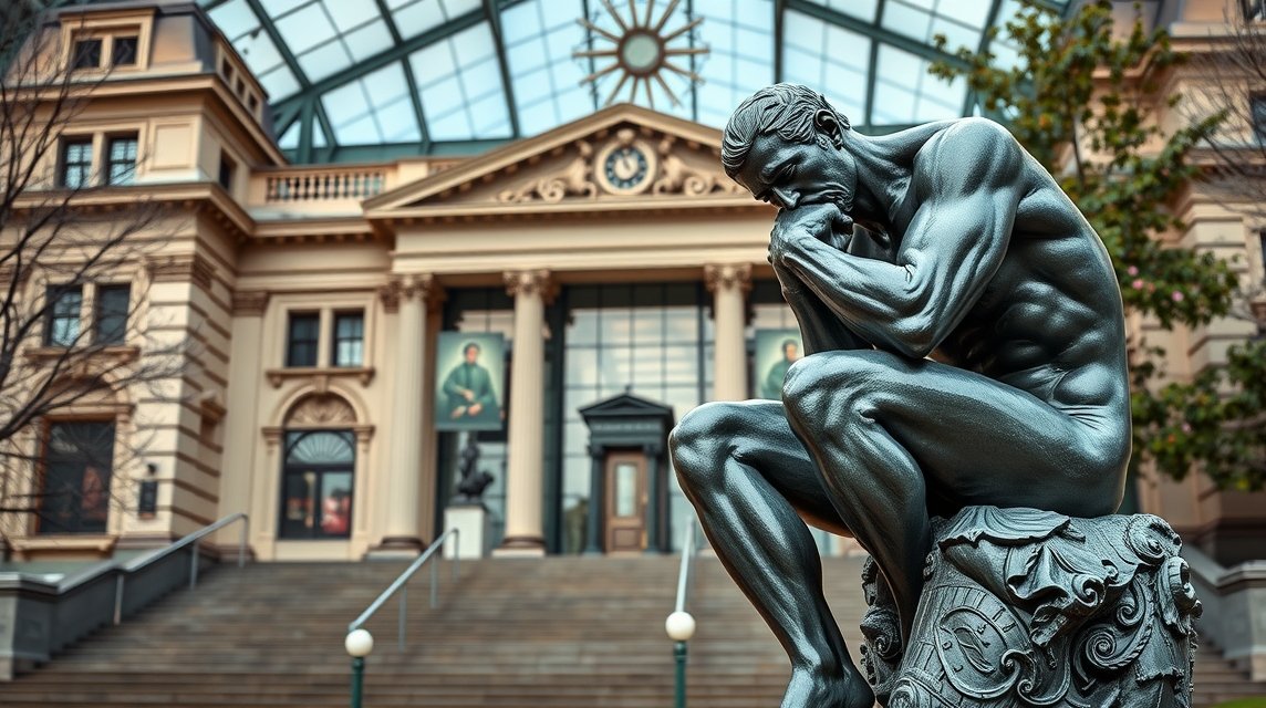A gondolkodó szobra a Philadelphia-i Rodin Múzeum előtt.