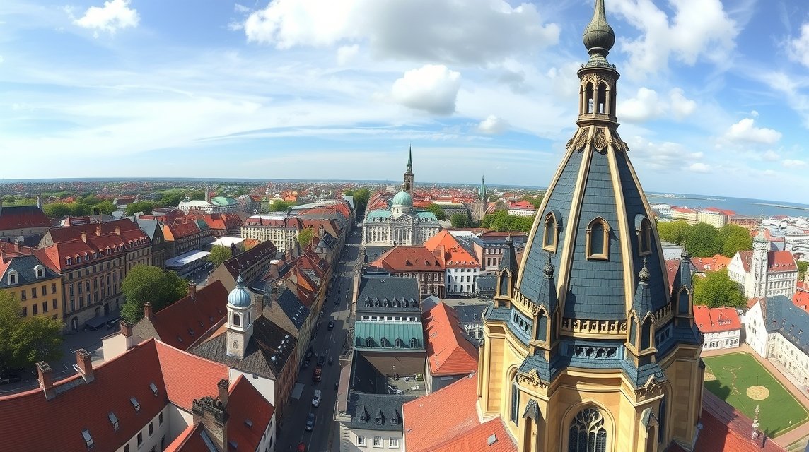 Rostock látnivalók - Kilátás a Petrikirche tornyából 1 Kilátás a Rostock óvárosára a Petrikirche toronyból