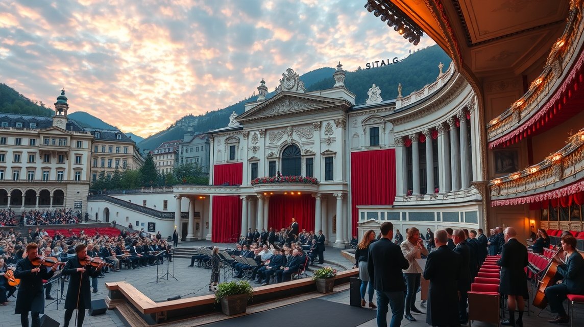 A Salzburgi Ünnepi Játékok előadásának csodás pillanata a színházban.