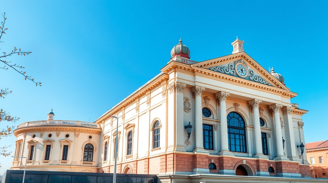 A Szigligeti Színház impozáns épülete Nagyváradon, Romániában.