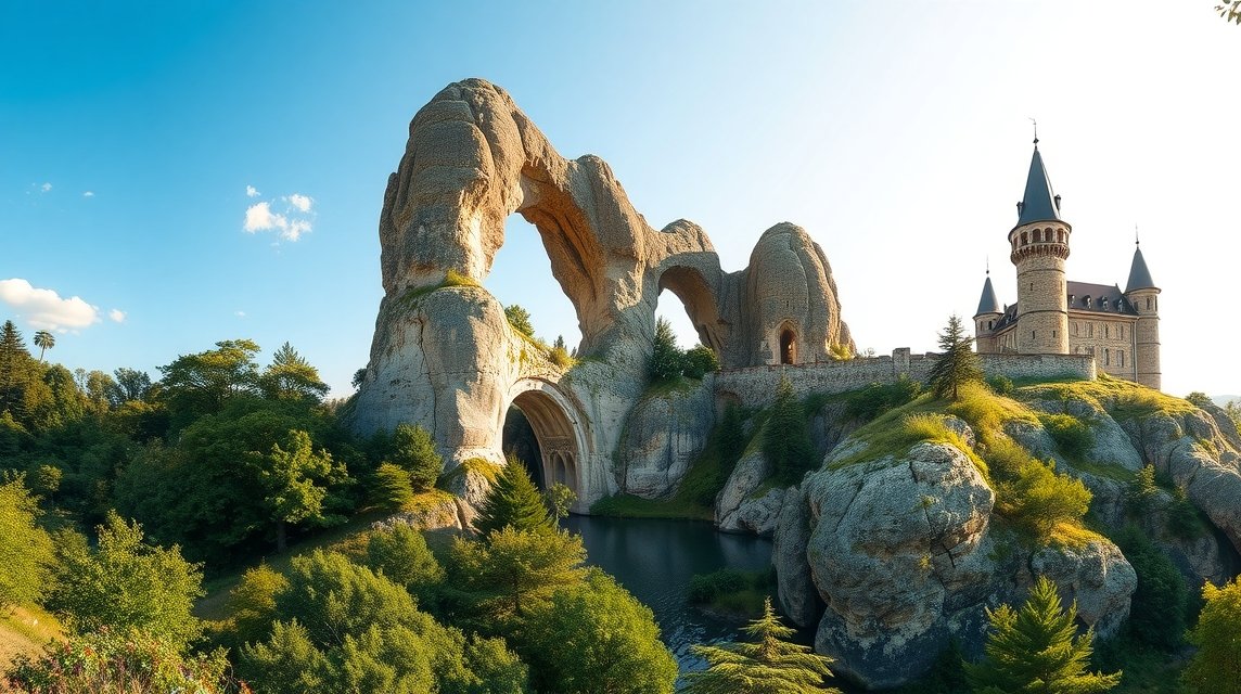 Szulyói-sziklák látványos sziklakapui és várromja