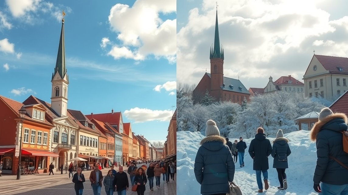 Tallinn nyári és téli hangulatát bemutató városképek