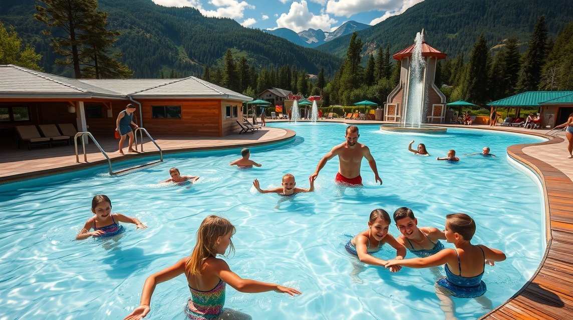 Családi szórakozás Tatralandiában, gyönyörű termálfürdő környezetben.