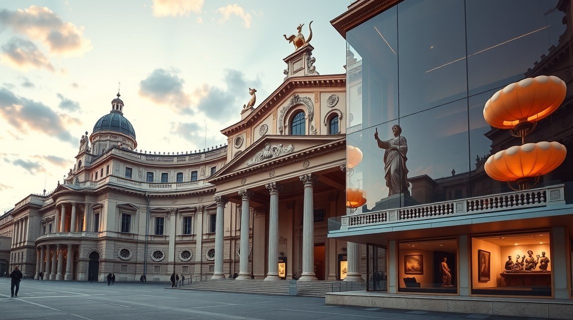A Teatro alla Scala operaház és múzeum impozáns épülete Milánóban.
