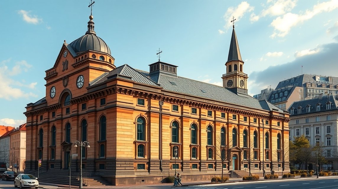 Gyárvárosi Zsinagóga Temesváron, gyönyörű építészeti részletekkel.