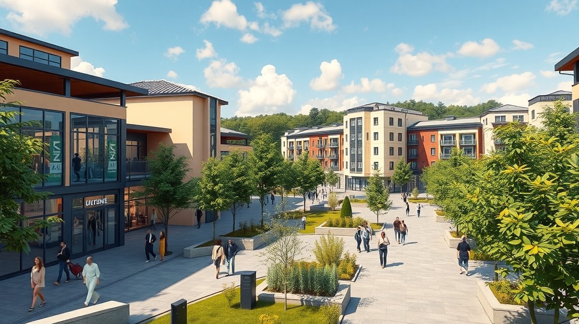 Iulius Town Temesváron, modern bevásárlóközpont és parkok