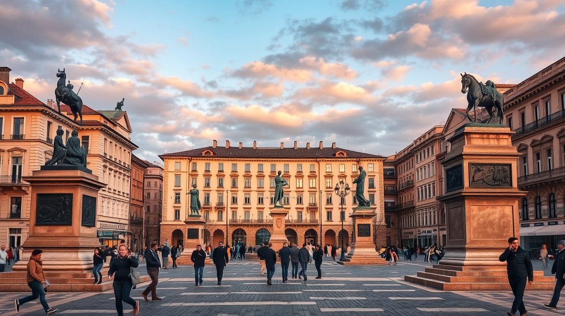 A Szabadság tér és szobrok Temesváron, Romániában