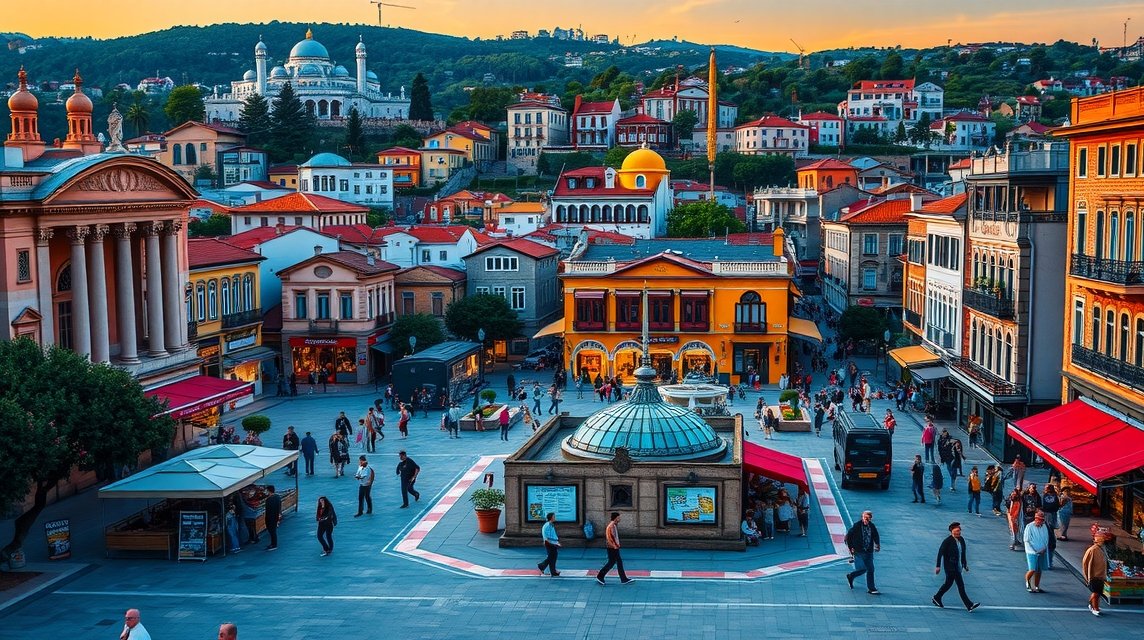 Thesszaloniki városa, Arisztotelész tér kilátás a tengerparttal.