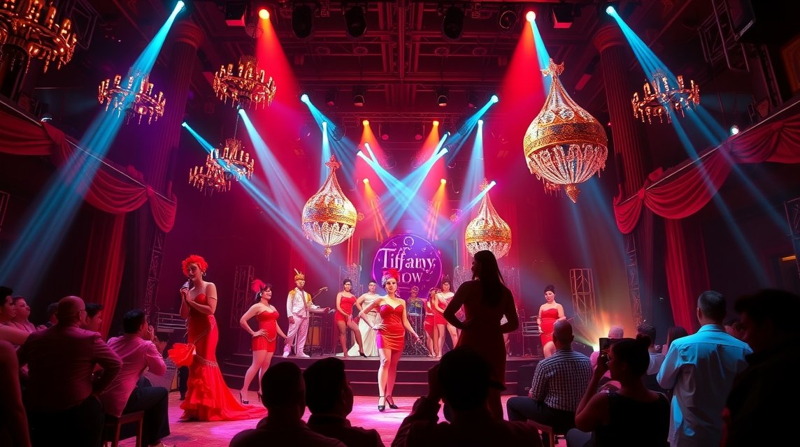 Tiffany's Show kabaré előadás Pattayán, ragyogó díszletekkel.