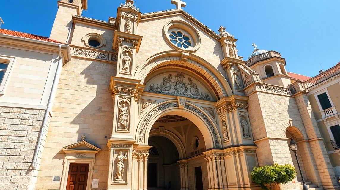 Trogir látnivalók - A Szent Lőrinc-katedrális és a Radovan-kapu 1 A Szent Lőrinc-katedrális részlete Trogirban, Horvátországban.