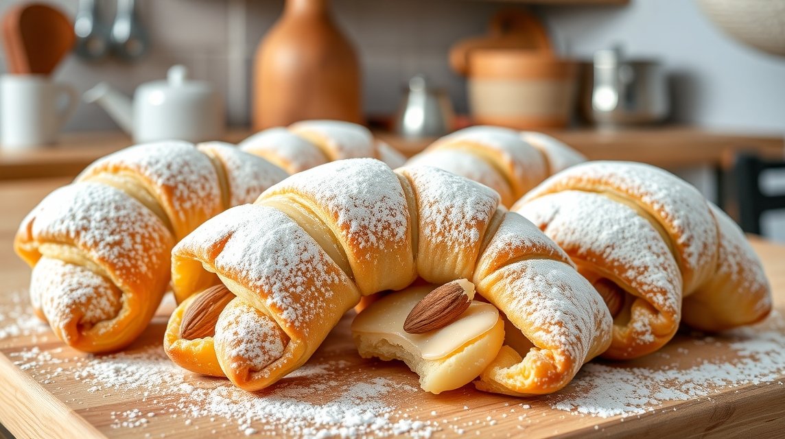 Trogiri rafioli sütemények az asztalon, porcukorral hintázva