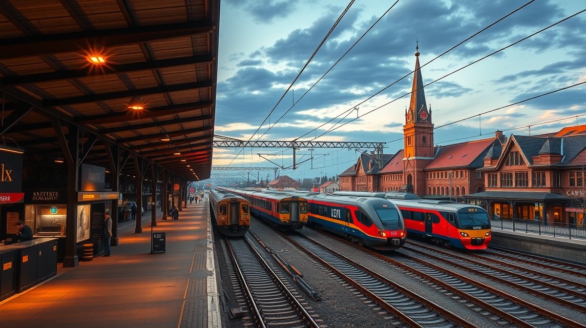 Ulm vasútállomás, vonatok és városi infrastruktúra