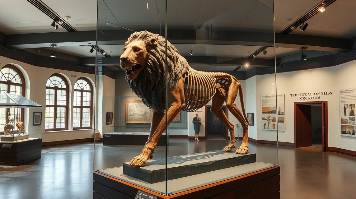 Az Oroszlánember a Ulmi Múzeumban, őskori művészet ábrázolása.