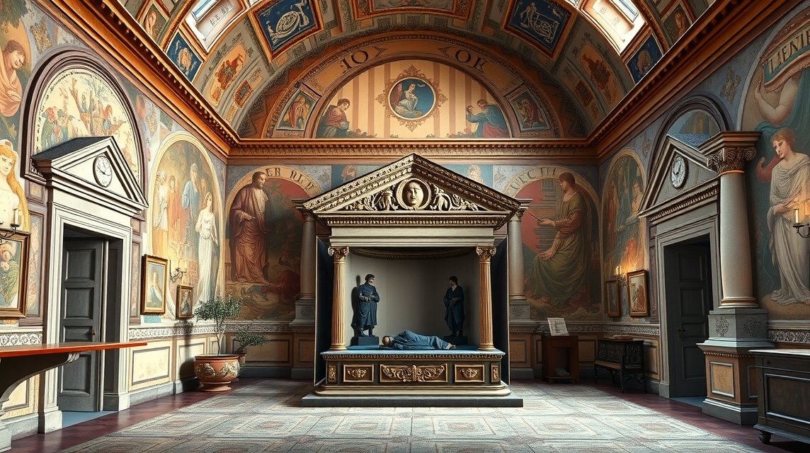 Júlia sírja a freskómúzeumban Veronában, történelmi művészet