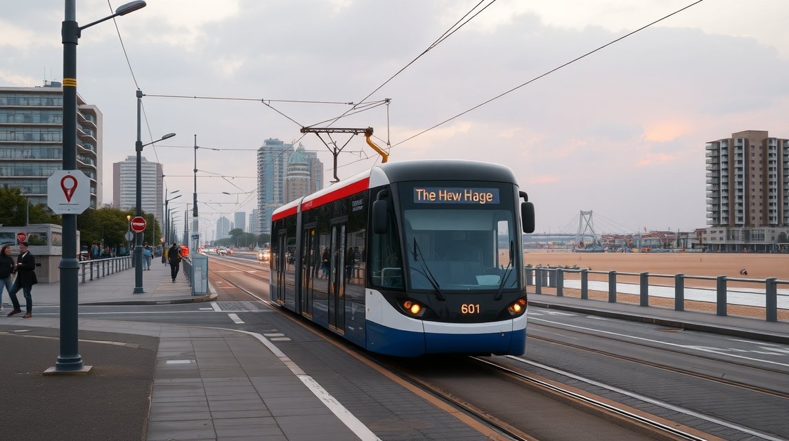 Villamos közlekedés Hága belvárosából a tengerpartra