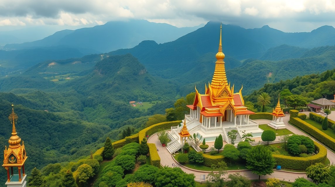 Wat Phra That Doi Suthep arany stúpája Chiang Mai hegytetőn