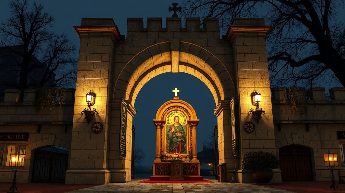 A Kőkapu (Kamenita vrata) fényei Zágrábban, Mária-kép a szentélyben.