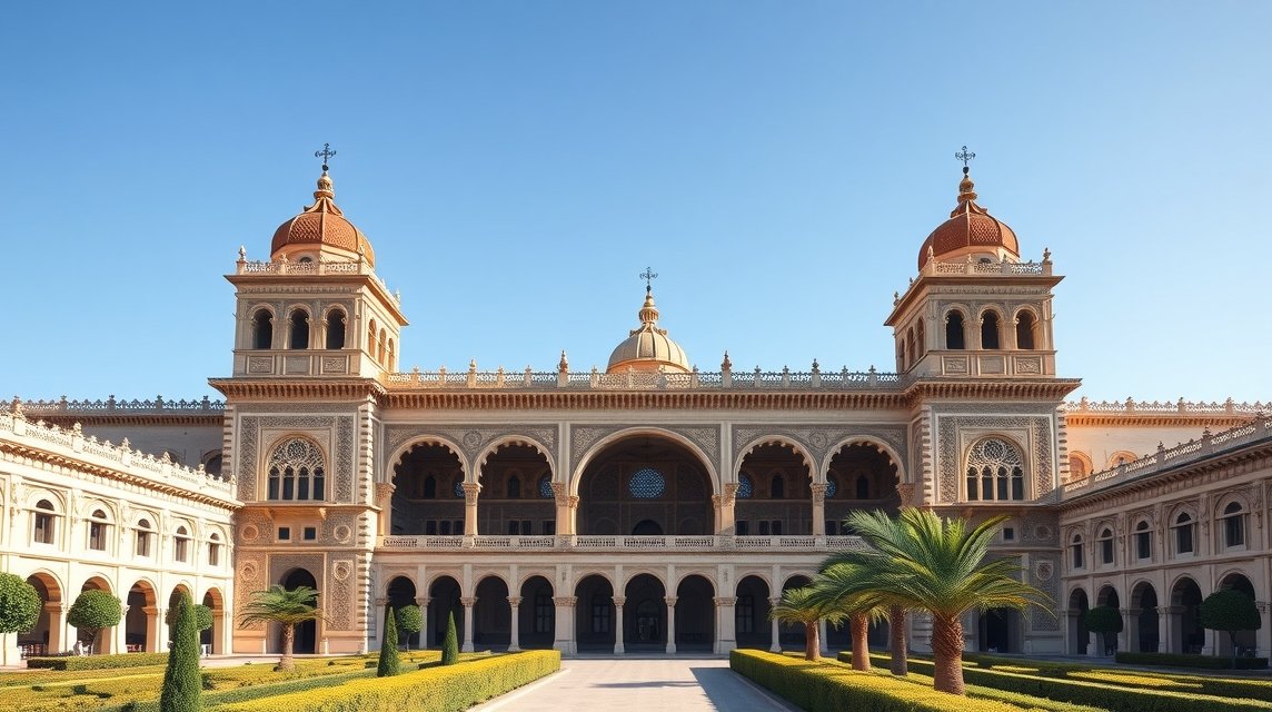 Az Aljafería palota lenyűgöző mór építészete Zaragoza szívében.