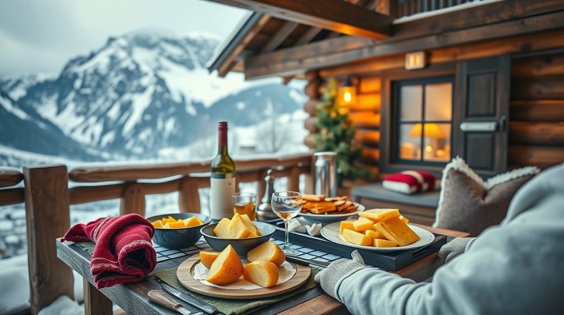 Téli gasztronómiai élmény Zermatt hegyi hüttéjében, friss raclette és helyi sajtokkal.