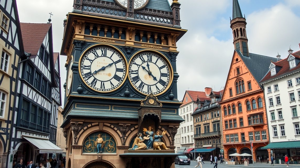 Zytglogge óratorony Bern városában, táncoló figurákkal és középkori óraszerkezet.